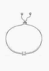 tiny comely silver classic tennis birthstone bracelet